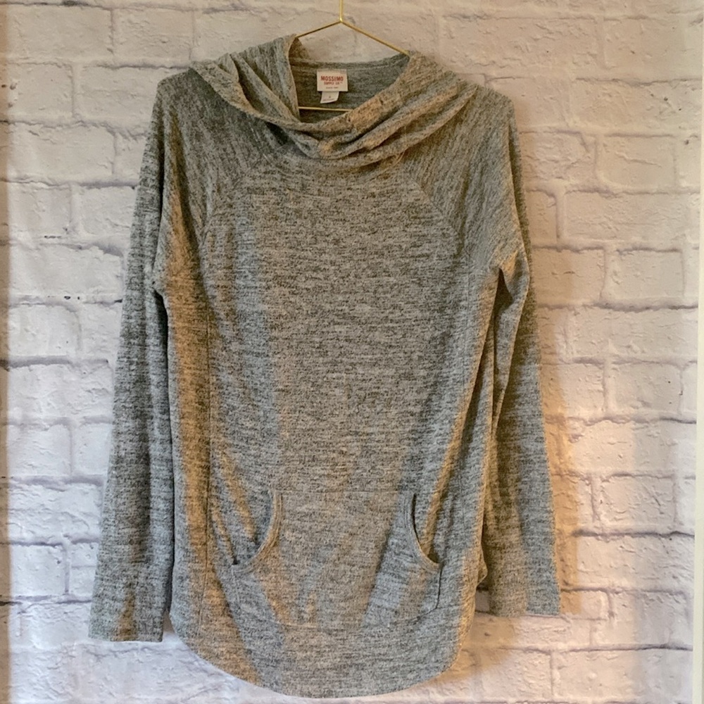 Lightweight Heather Grey Cowl Neck Hooded Mossimo Sweater Top Small